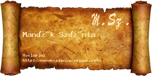 Manák Szénia névjegykártya